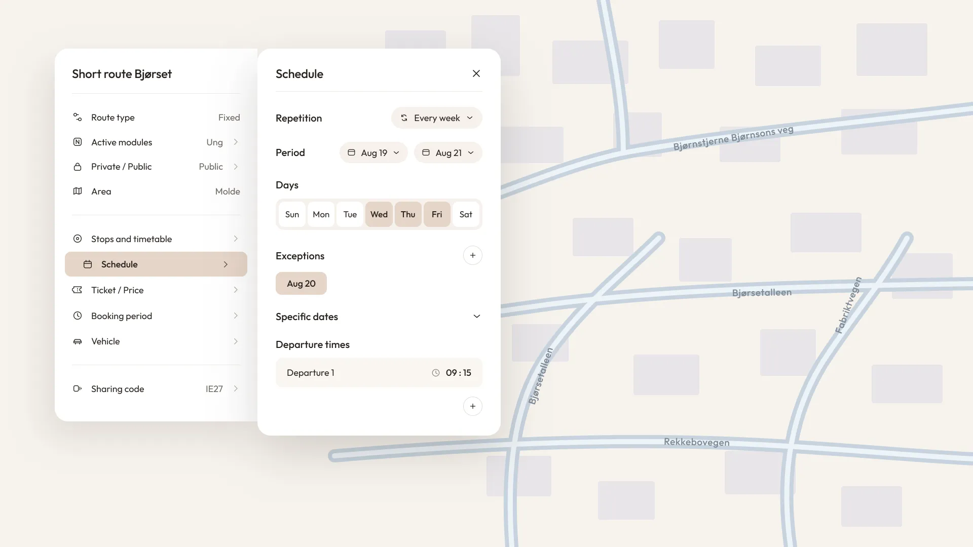 Routes that run every other week, or only sporadically? It's easy to set up in Nimmo Planner